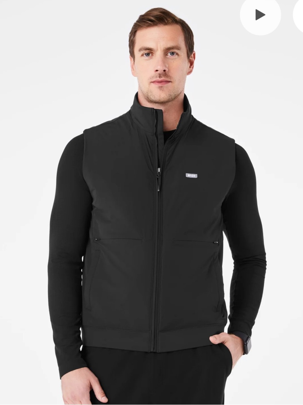 NWT FIGS Mens Bomber Vest in Black